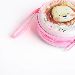 Футляр для монет и наушников Зайка, пластиковый, розовый