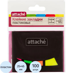 Клейкие закладки пласт. 4цв.по 25л. 12ммх45 + 25ммх45 Attache книжка  фото 2