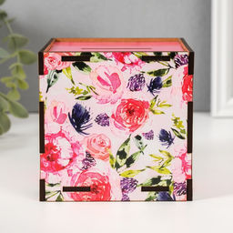 Деревянная копилка для денег «Богатства», куб, с надписью, 10×10×10 см