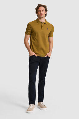 Erkek Ye_il Regular Fit Polo Yaka Basic Ti__rt
