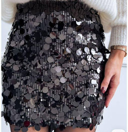 K13284 Юбка с пайетками ЧЕРНЫЙ