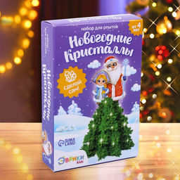 Выращивание кристалла Новогодние кристаллы, набор для опытов, Дед Мороз и Снегурочка