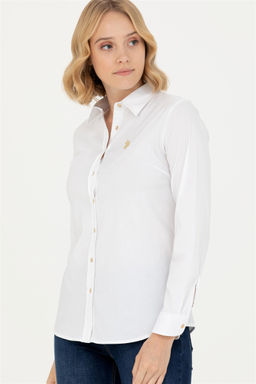 Женская белая базовая рубашка с длинным рукавом - U.s. polo assn фото 10