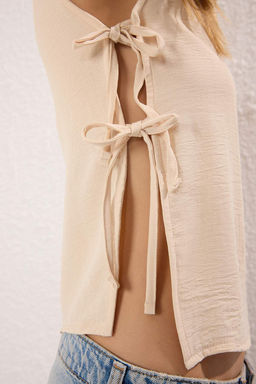 Bej Kolsuz Yandan Baglamal? Dokuma Bluz TWOSS25BZ00555 - Trendyolmilla фото 2
