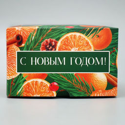 Коробка для капкейков двусторонняя «Новогодние апельсины», 16 х 16 х 10 см