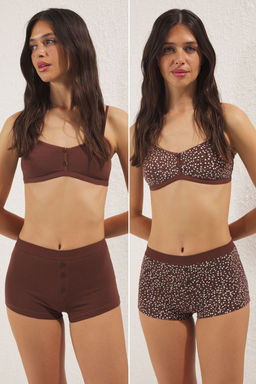 TRENDYOLMILLA Cok Renkli 2li Paket Pamuklu Cicekli Dugme Detayl? Boxer Orme Kulot THMSS25KU00027 фото 7