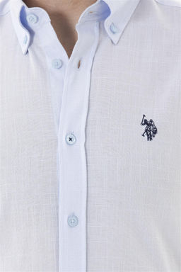 U. S. Polo Assn / Мужская льняная рубашка голубая базовая рубашка - U.s. polo assn фото 7