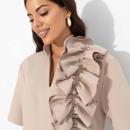 Платье со съемным объемным декором Сияние глянца (nude) - Charutti фото 3