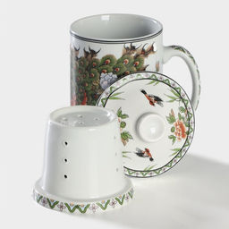 Кружка ситом Цветы, 300 мл, керамика, белая