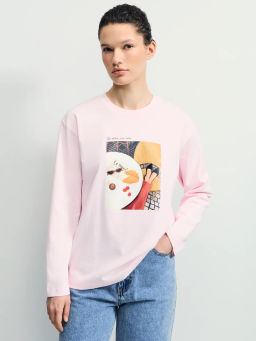 Прямой лонгслив с принтом / Zarina фото 4