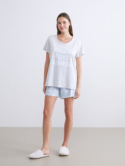 Y?ld?z Desenli Kad?n ?ortlu Pijama Tak?m?