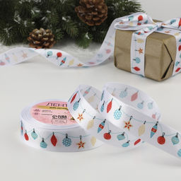 Лента атласная Новогодний карнавал, 25 мм, 231 м, белая