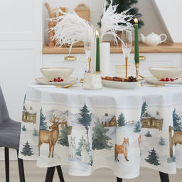 Скатерть Этель Forest animals d=150см +/-3см с ГМВО, 100%хл, саржа 190 гр/м2