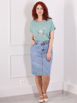 Юбка джинсовая миди классическая - Almond фото 2