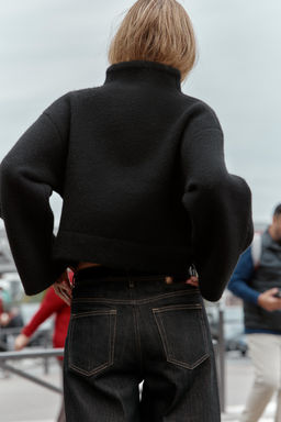 DOUBLE-BREASTED KNIT BOMBER JACKET