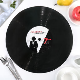 Цена за 12 шт. Салфетка сервировочная на стол Доляна Виниловая пластинка, d=38 см, цвет чёрный