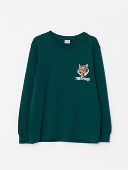 Bisiklet Yaka Bask?l? Uzun Kollu Erkek ?ocuk Ti??rt