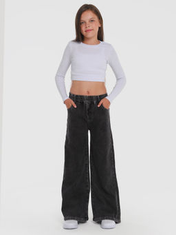 Джинсы-палаццо утеплённые для девочек - СИНЯЯ МОДА фото 4