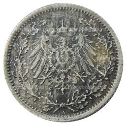 Монета 1/2 марки 1918 года A Германия