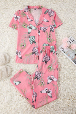 Trendyolmilla Sar? %100 Pamuklu Cicek Desenli Gomlek-Pantolon Orme Pijama Tak?m? THMSS20PT0063 фото 17