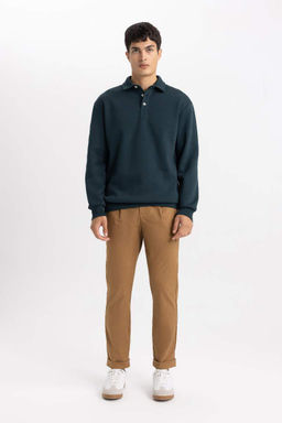 Толстовка комфортного кроя с воротником-поло - Defacto фото 2