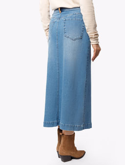 Юбка джинсовая Vilatte А-силуэта синяя фото 4