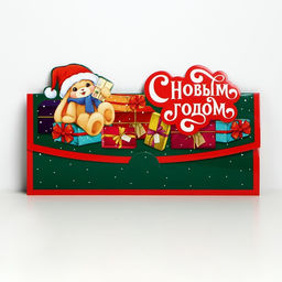 Конверт для денег фигурный «С Новым годом!», 8 шт., 17.5×8 см
