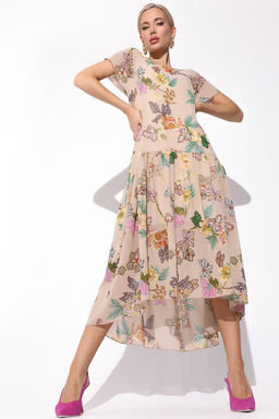 Платье Тонкие чувства (беж цветы) - Эльза фото 4