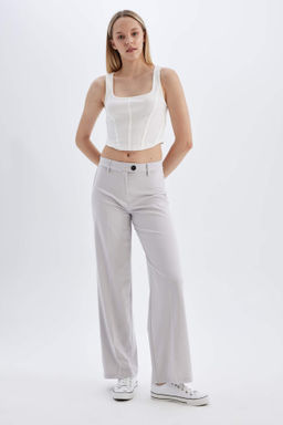 Klasik Pantolon Basic Duz Wide Leg Genis Bol Paca Yuksek Bel Standart Boy - Defacto фото 2