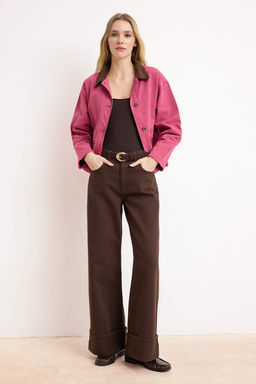 Koyu Mavi Paca Katlamal? Normal Bel Wide Leg Jeans TWOAW26JE00011 - Trendyolmilla фото 14