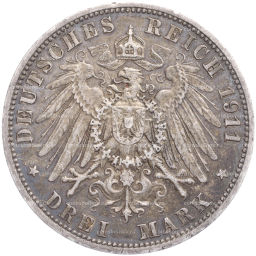 Монета 3 марки 1911 года А Германия (Пруссия)
