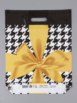 Цена за 25 шт. Пакет "Бант, полиэтиленовый с вырубной ручкой 38х47 см, 60 мкм