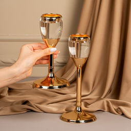 Подсвечник металлический «Безмятежность», стекло, на 1 свечу, цвет золото, 11×11×21 см