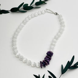 Бусы из Селенита и Чароита 41 см +