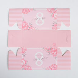 Цена за 5 шт. Коробка для капкейков, кондитерская упаковка, 2 ячейки Поздравляю с 8 марта, 16?8?10 см