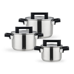 Набор кастрюль 6 пр 2.1л 3.9л 5.1л серия Сириус LR02-135 5-слой капс индукц дно стекл крышки /LARA/