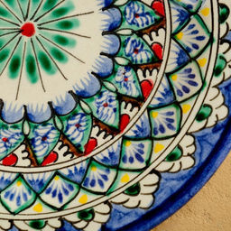 Тарелка Риштанская Керамика «Цветы», d=17 см, керамика, узор микс, синяя