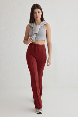TRENDYOLMILLA Kiremit Baglama Detayl? Interlok Wide leg Esnek Orme Pantolon TWOSS25PL00060  фото 2