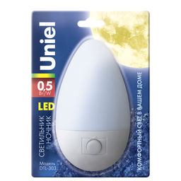 DTL-303-Овал/White/3LED/0,5W Светильник-ночник. Блистерная упаковка.
