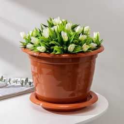 Горшок для цветов с поддоном «Виола», 5 л, пластиковый, коричневый