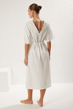 Trendyolmilla Haki Midi Dokuma Buzgu Detayl? Muslin Plaj Elbisesi TBESS25EL00008 фото 18