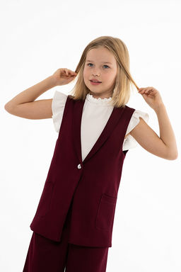 Бордовый школьный жилет для девочки Mooriposh, модель 1107/1 фото 8