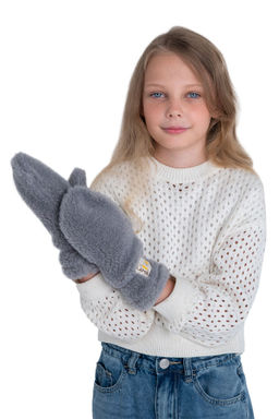 Варежки детские меховые ваниль - Woollamb фото 14