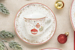 Пара кофейная, 2 перс, 4 пр, 80 мл, фарфор P, белая, Новогодние шары, Christmas Eve - Easy life фото 2