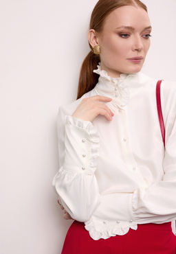 Блузка c изысканным воротником-стойкой DEVITA