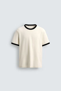 BASIC RIBBED CONTRAST T-SHIRT - Zara фото 7