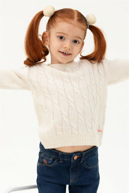 Кремовый меланжевый свитер для девочки - U.s. polo assn фото 6