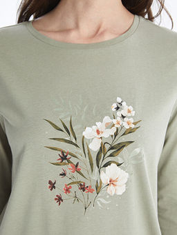 Bisiklet Yaka ?i?ekli Kad?n Bluz