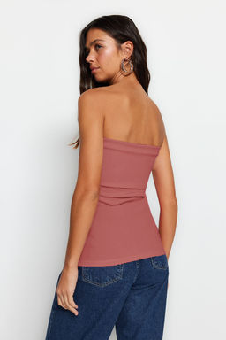 Trendyolmilla Beyaz Straplez Yaka Yandan Fermuarl? Krep Orme Bluz TWOSS23BZ00928  фото 34