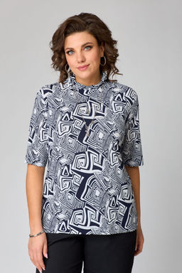 Водолазка Bliss 8092 синий, белый (принт лабиринт)